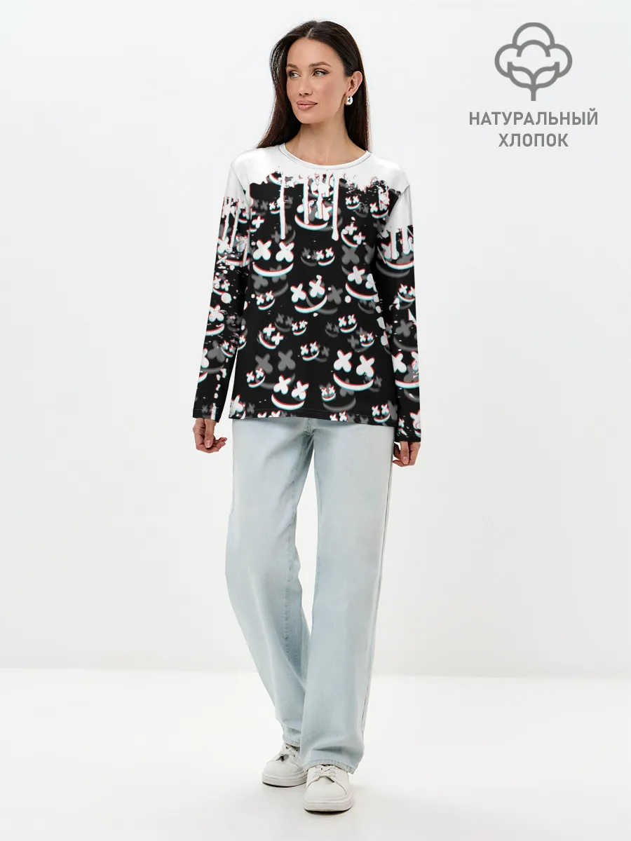 Лонгслив женский. Хлопок / MARSHMELLO GLITCH