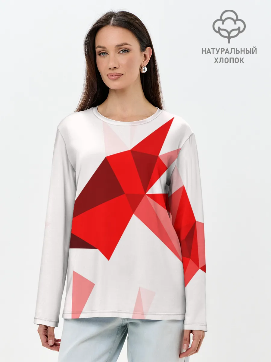 Лонгслив женский. Хлопок / GEOMETRY RED