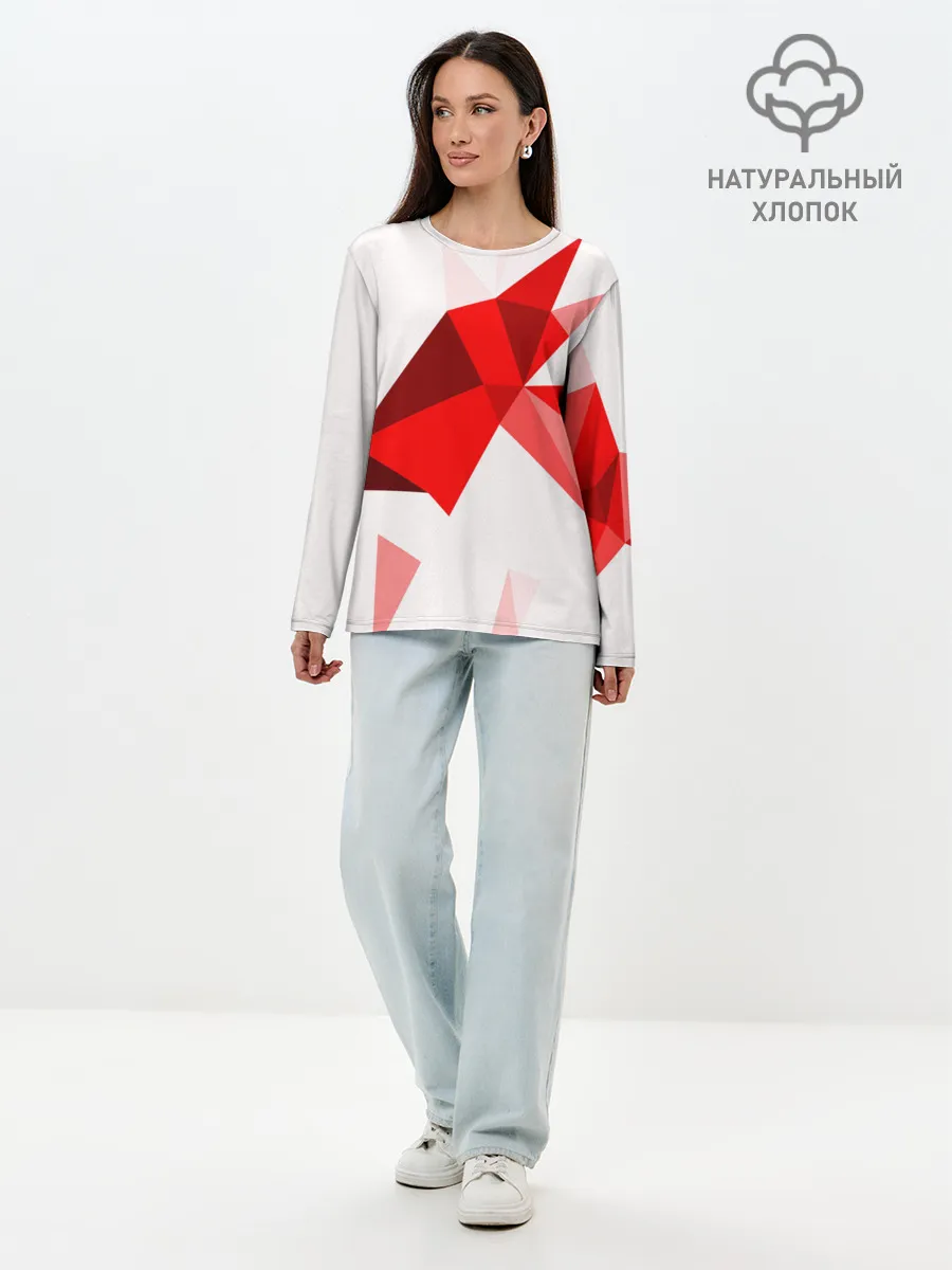 Лонгслив женский. Хлопок / GEOMETRY RED