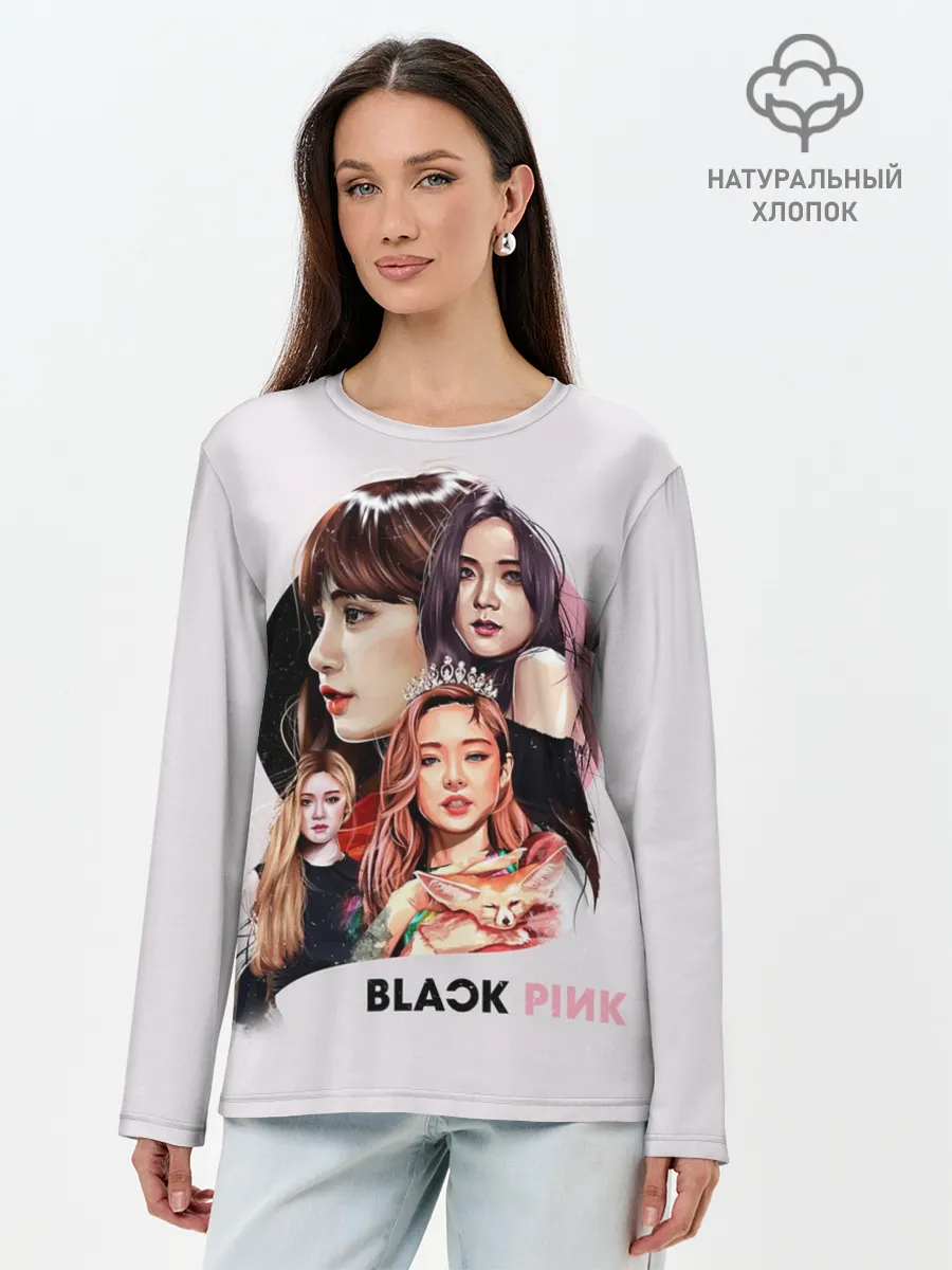 Лонгслив женский. Хлопок / blackpink