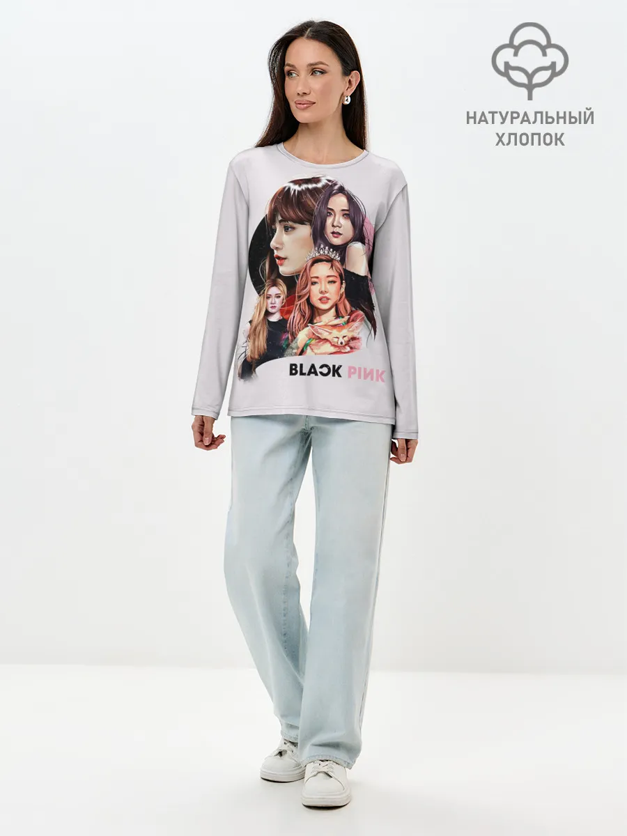 Лонгслив женский. Хлопок / blackpink