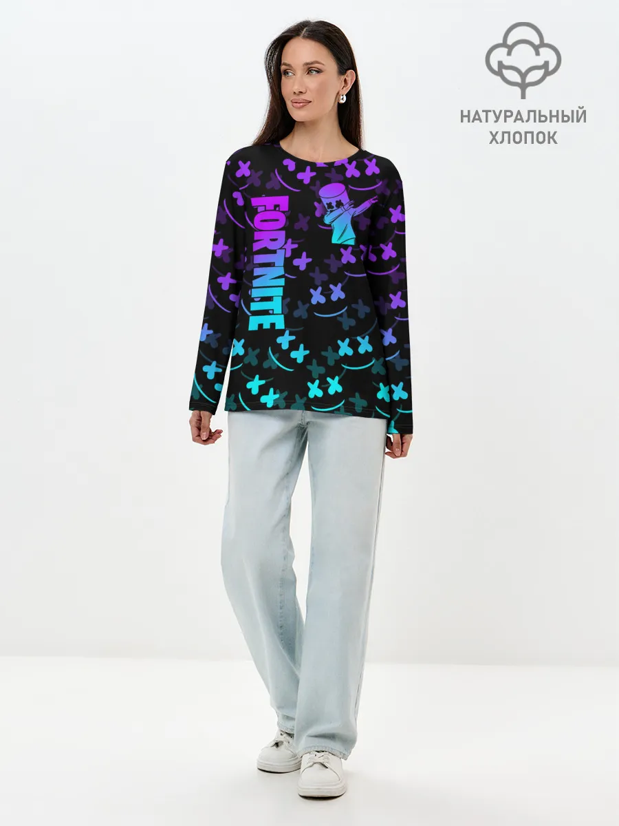 Лонгслив женский. Хлопок / FORTNITE x MARSHMELLO | ФОРТНАЙТ