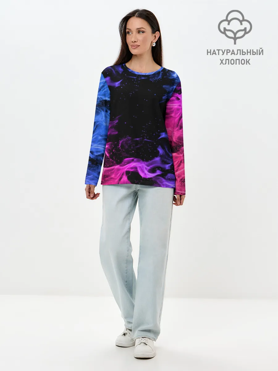 Лонгслив женский. Хлопок / ОГОНЬ НЕОН