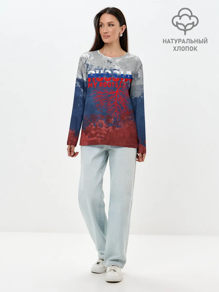 Лонгслив женский. Хлопок / Russia my roots