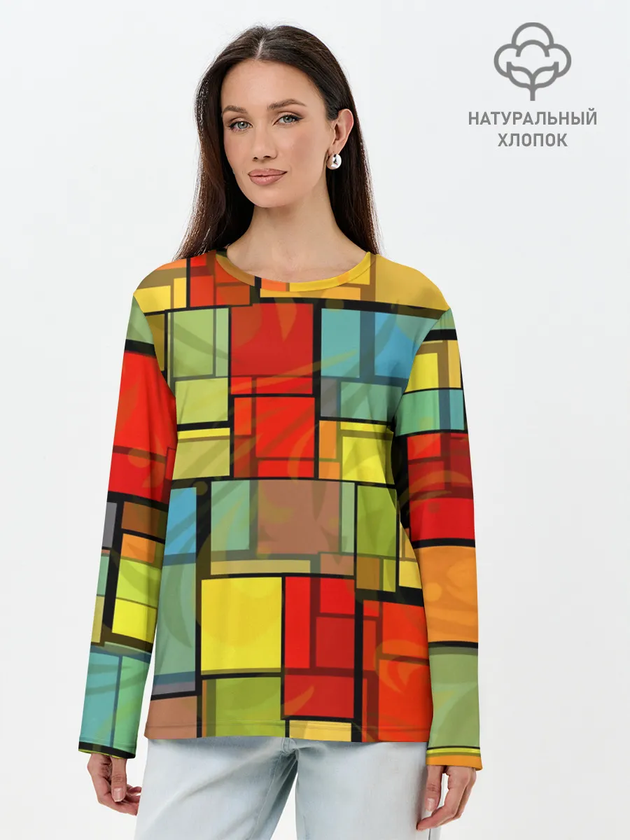 Лонгслив женский. Хлопок / ГЕОМЕТРИЯ