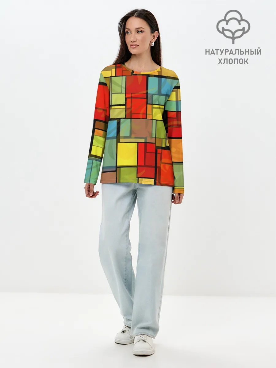 Лонгслив женский. Хлопок / ГЕОМЕТРИЯ