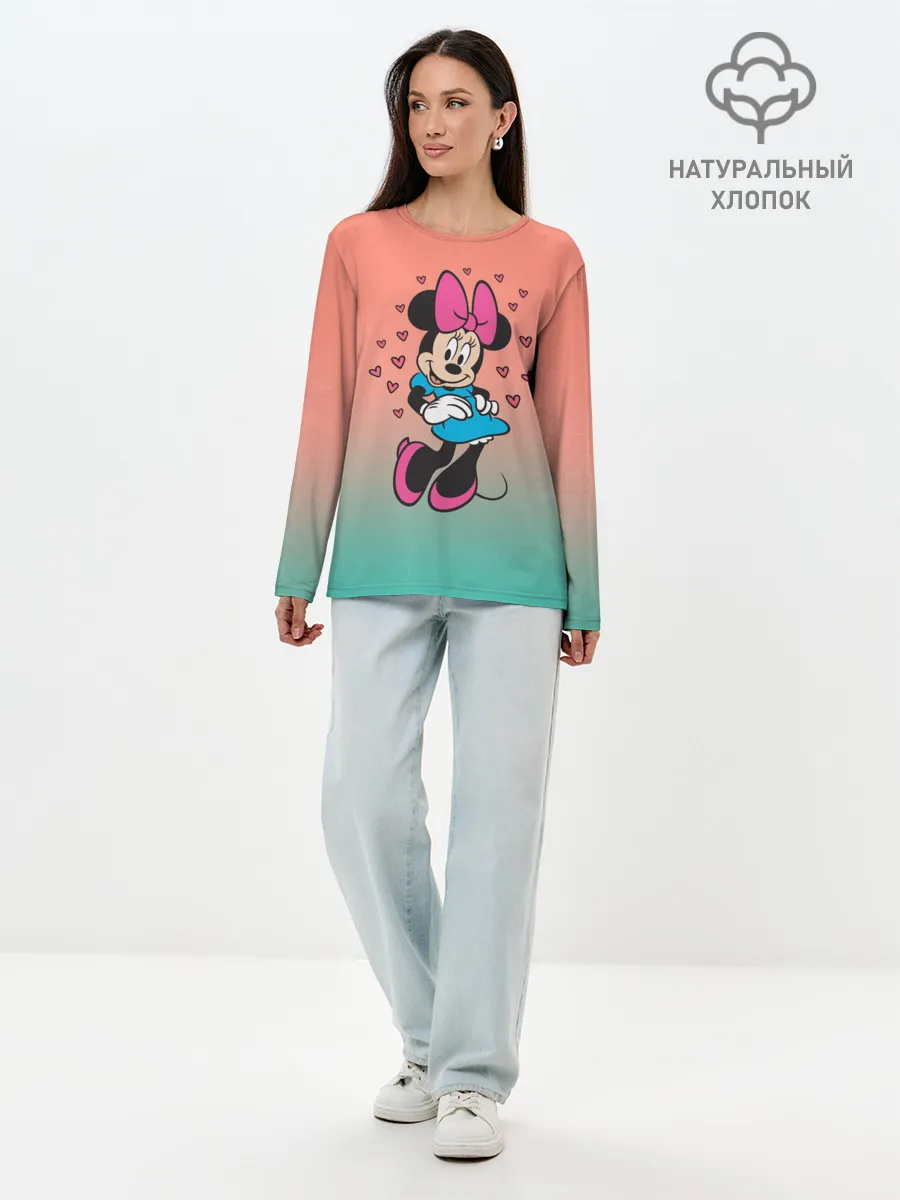 Лонгслив женский. Хлопок / Минни Маус