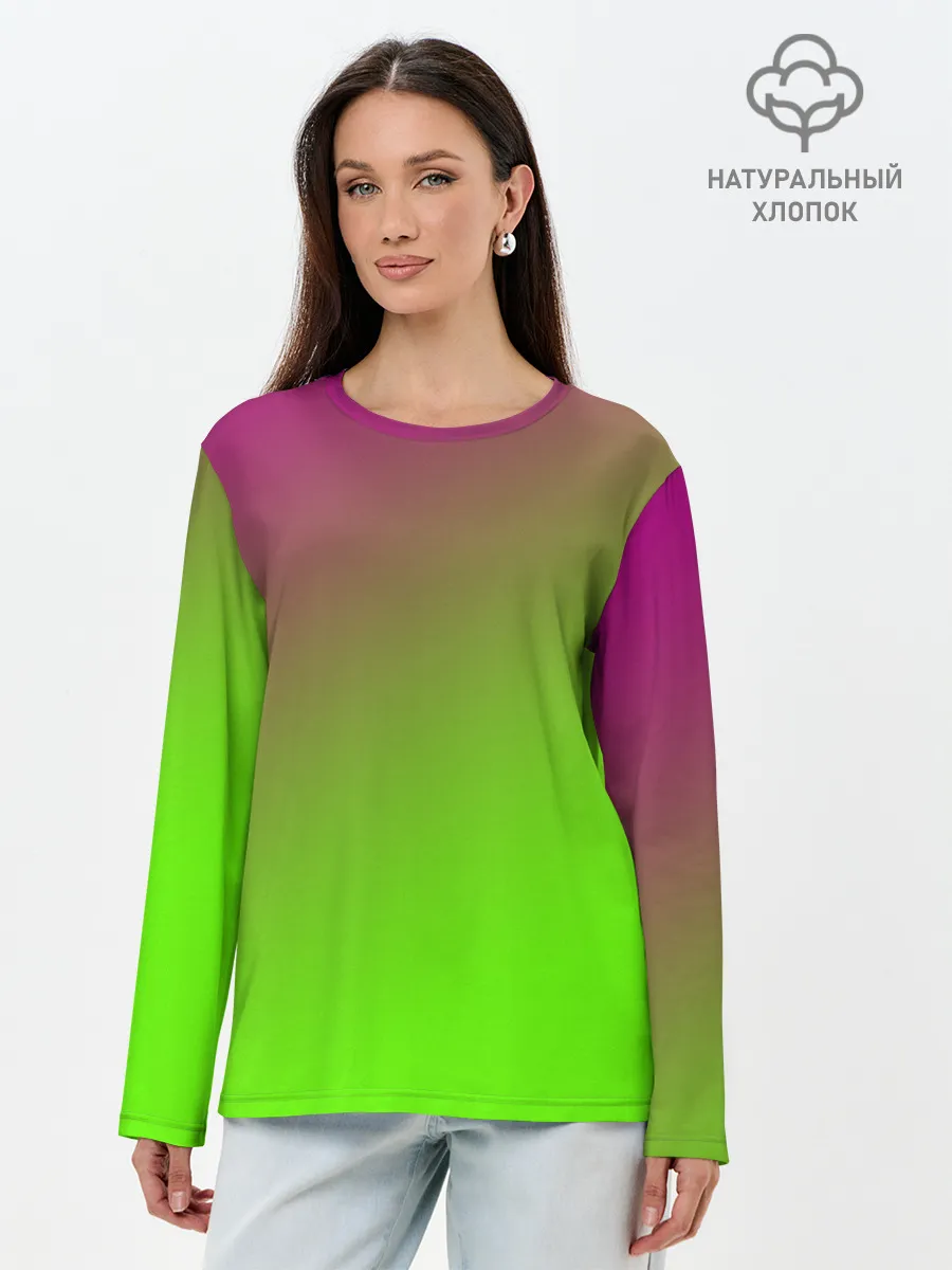 Лонгслив женский. Хлопок / Кислотная