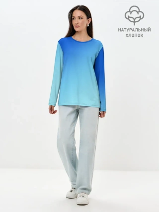 Лонгслив женский. Хлопок / blue