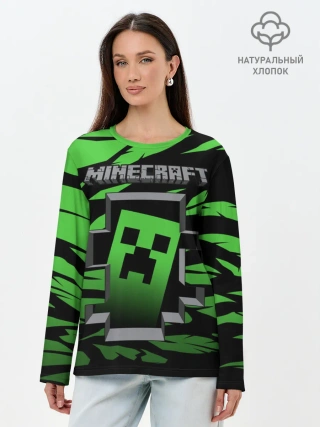 Лонгслив женский. Хлопок / Minecraft