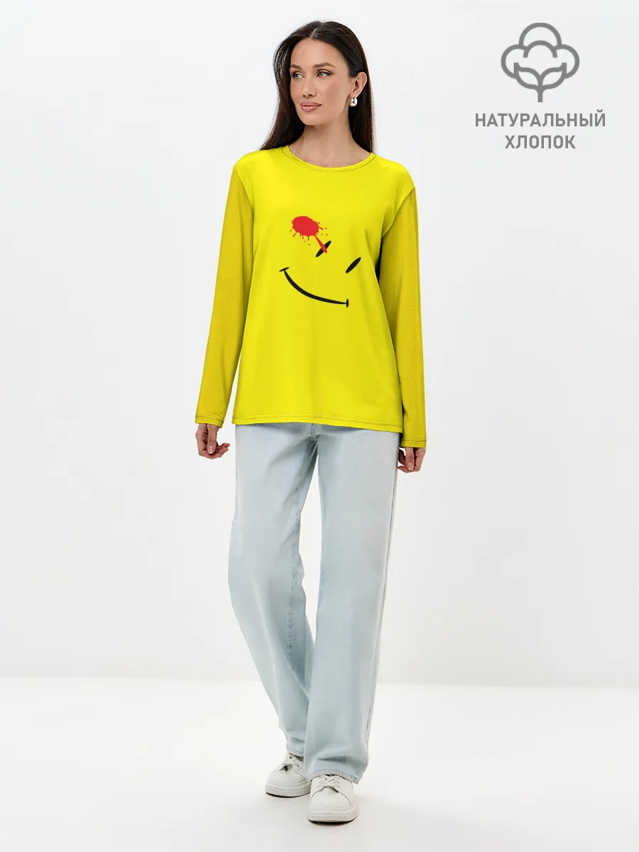 Лонгслив женский. Хлопок / Смайлы