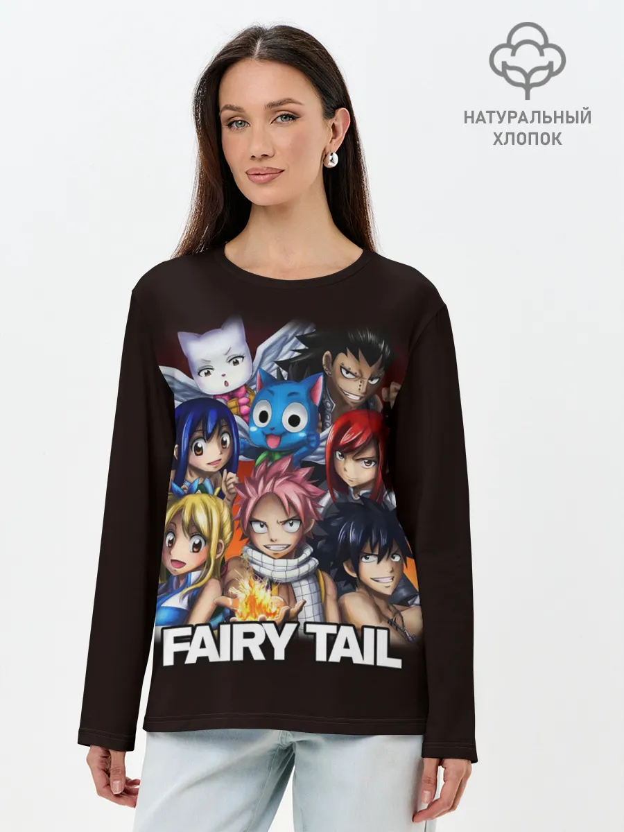 Лонгслив женский. Хлопок / Fairy Tail logo and heroes