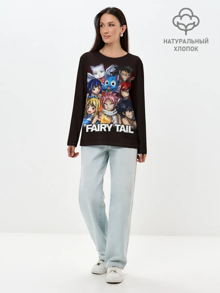 Лонгслив женский. Хлопок / Fairy Tail logo and heroes