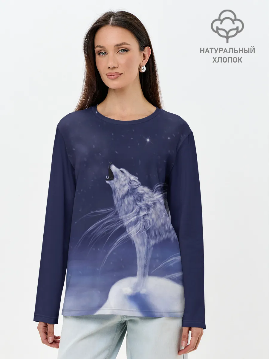Лонгслив женский. Хлопок / WOLF WHITE