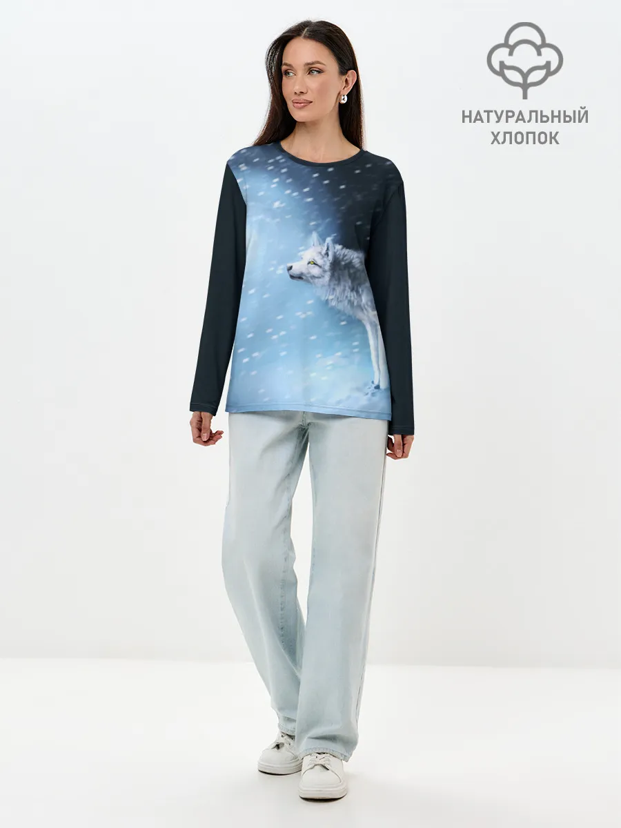 Лонгслив женский. Хлопок / ВОЛК ЗИМА