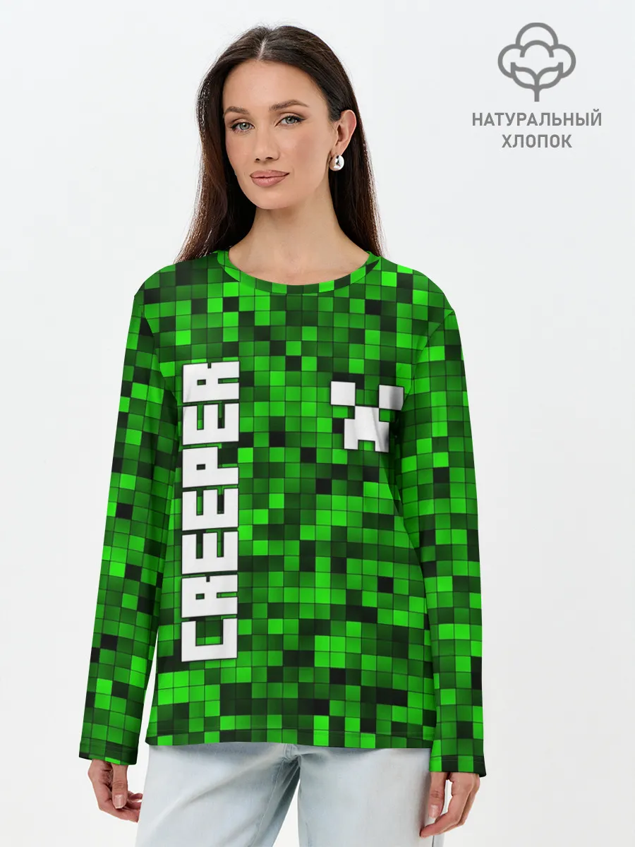 Лонгслив женский. Хлопок / MINECRAFT CREEPER