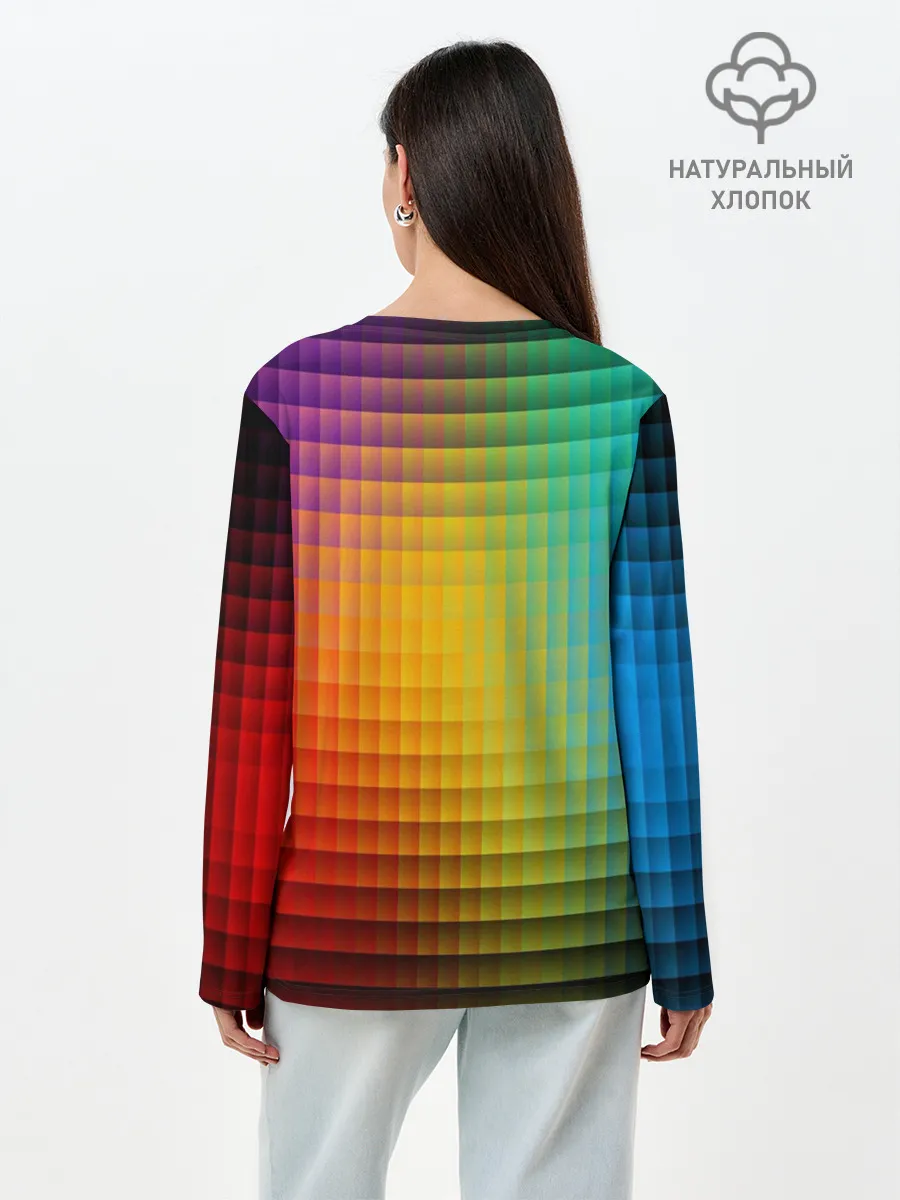 Лонгслив женский. Хлопок / Радужный градиент