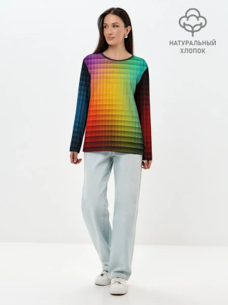 Лонгслив женский. Хлопок / Радужный градиент
