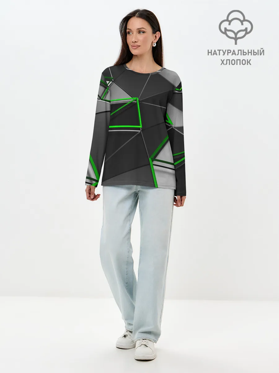Лонгслив женский. Хлопок / 3D полигон