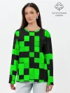 Лонгслив женский. Хлопок / ЗЕЛЕНЫЕ КУБИКИ