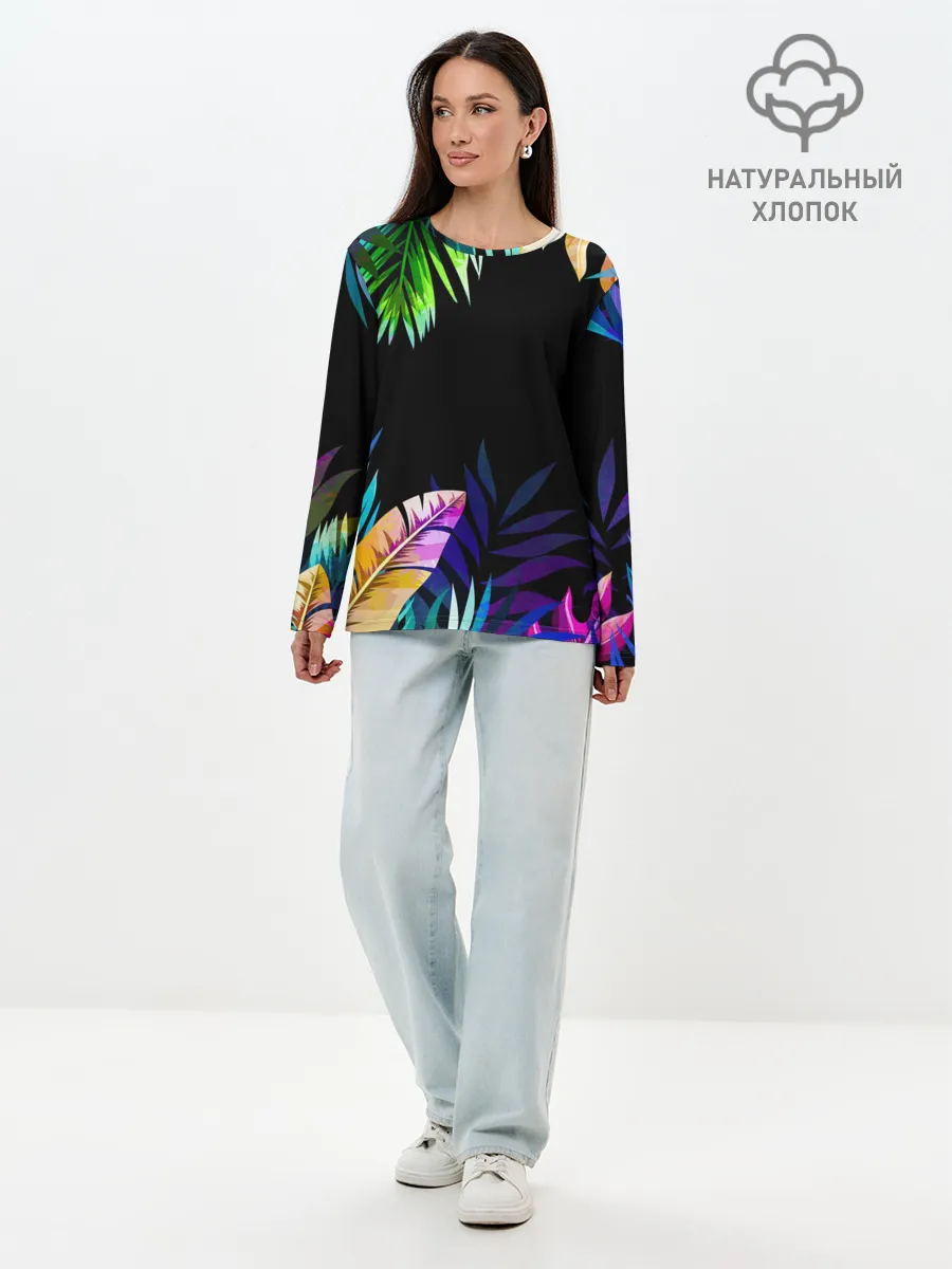 Лонгслив женский. Хлопок / Тропическая Ночь