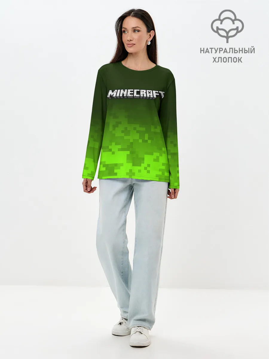 Лонгслив женский. Хлопок / MINECRAFT / МАЙНКРАФТ