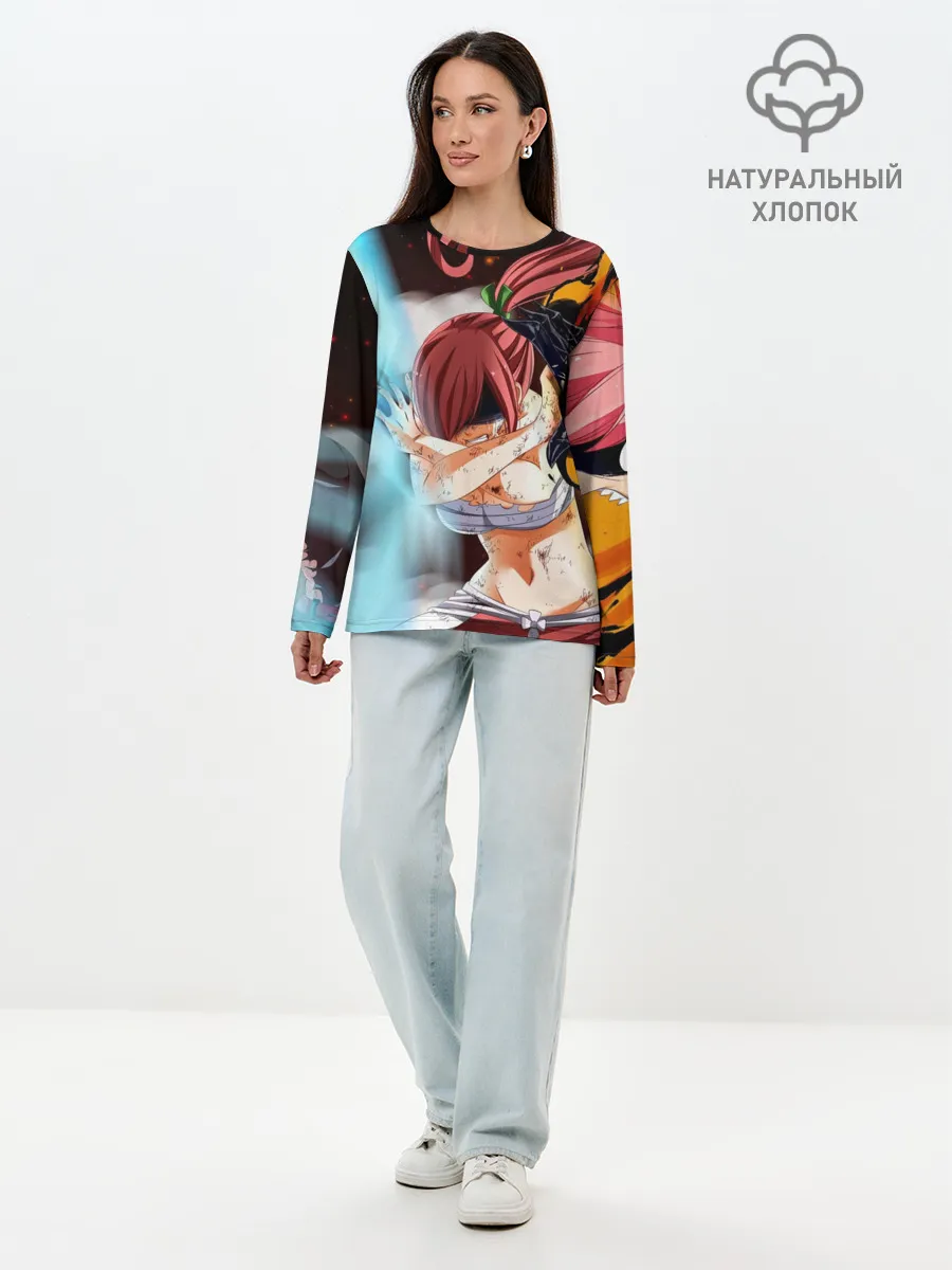 Лонгслив женский. Хлопок / Нацу и Грей против Эльзы