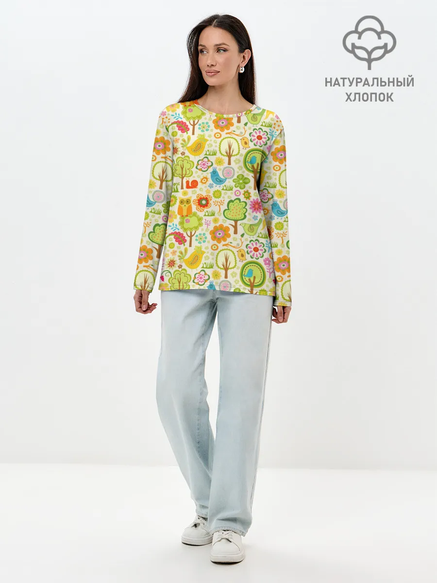 Лонгслив женский. Хлопок / Летний Орнамент