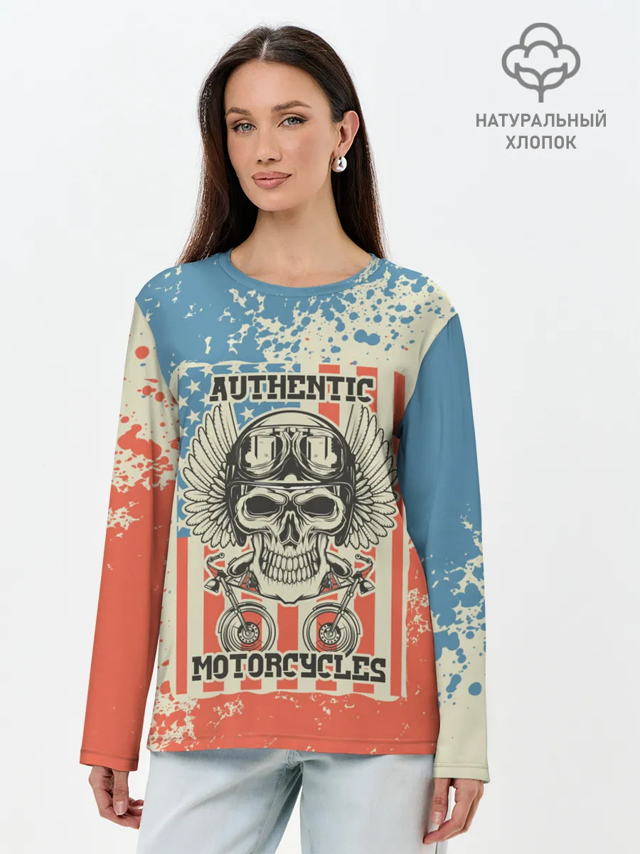Лонгслив женский. Хлопок / Authentic Motorcycle