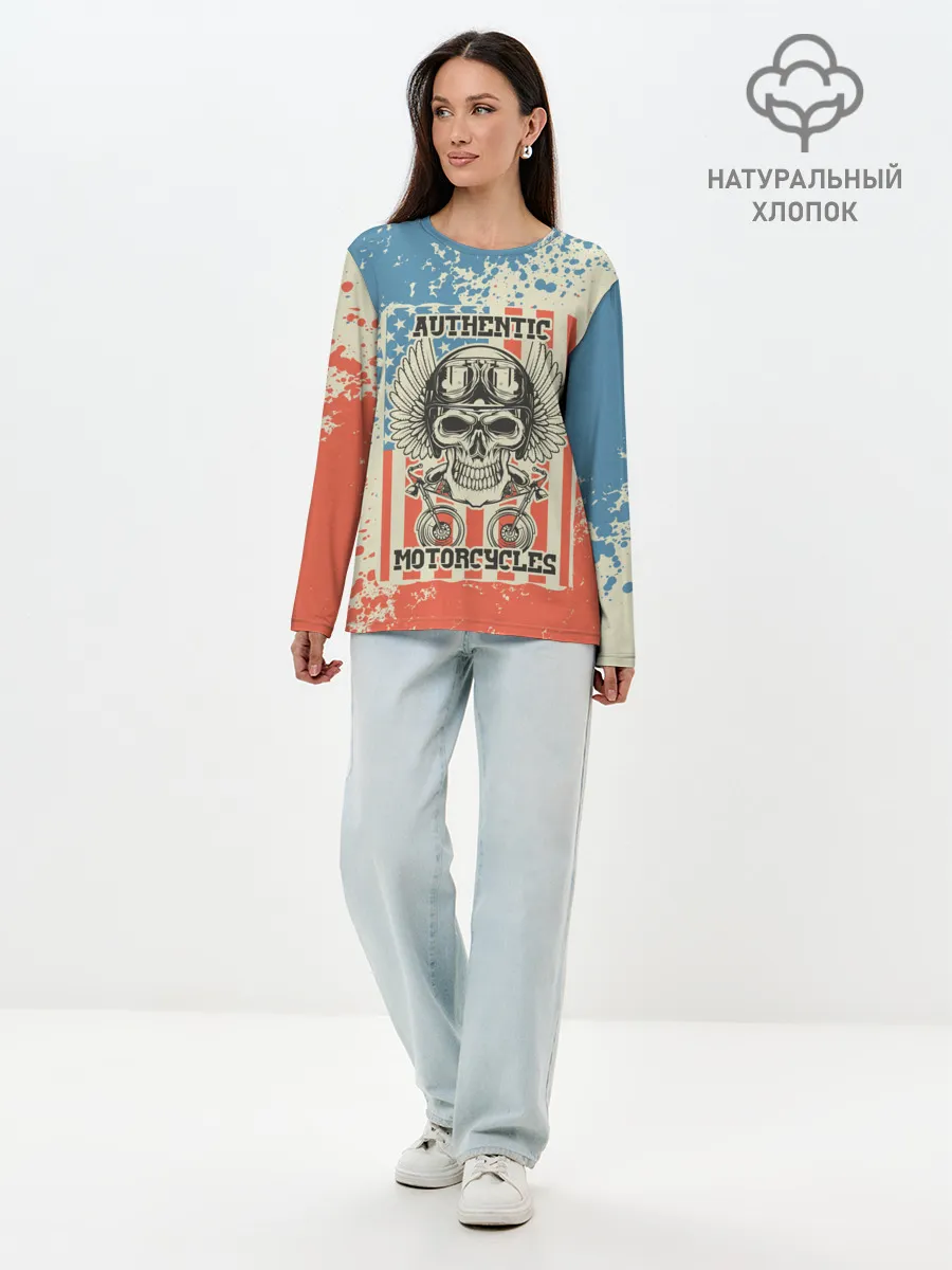 Лонгслив женский. Хлопок / Authentic Motorcycle
