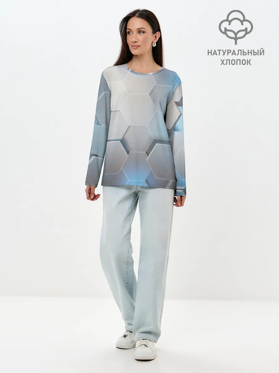 Лонгслив женский. Хлопок / 3D соты