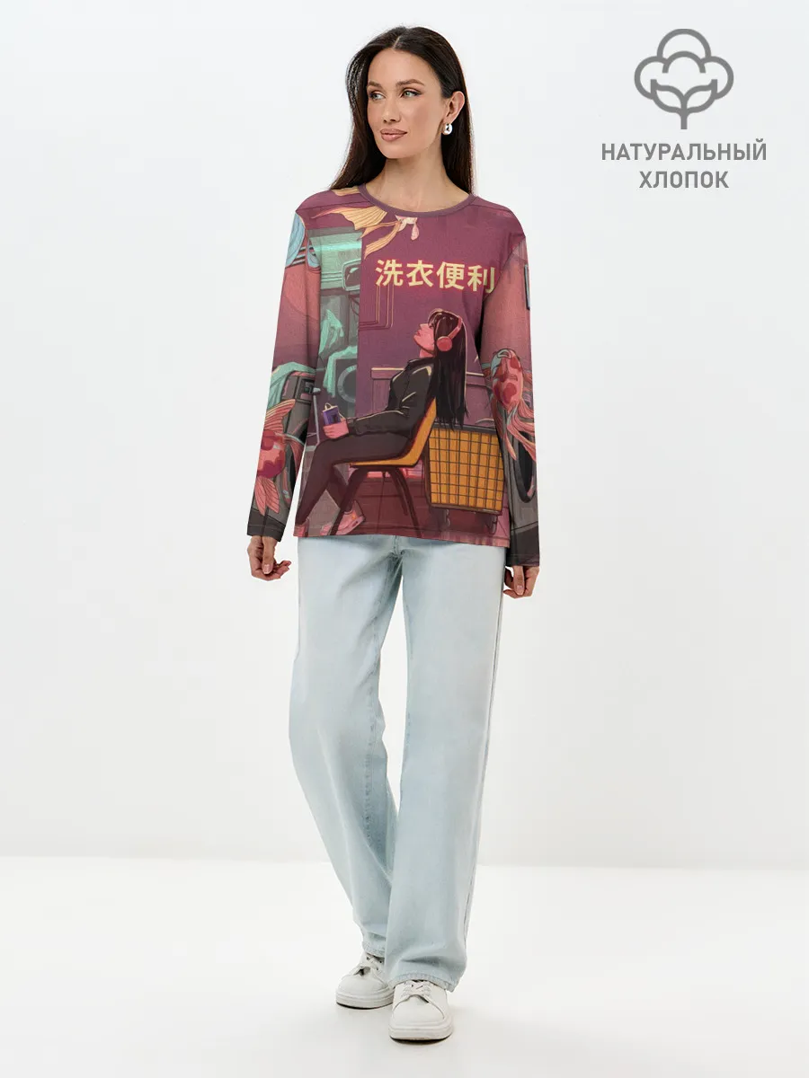 Лонгслив женский. Хлопок / Стирка