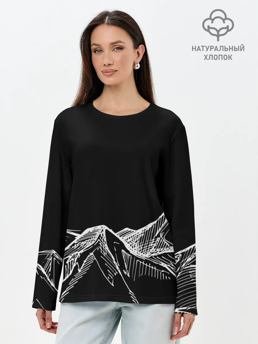 Лонгслив женский. Хлопок / Горы