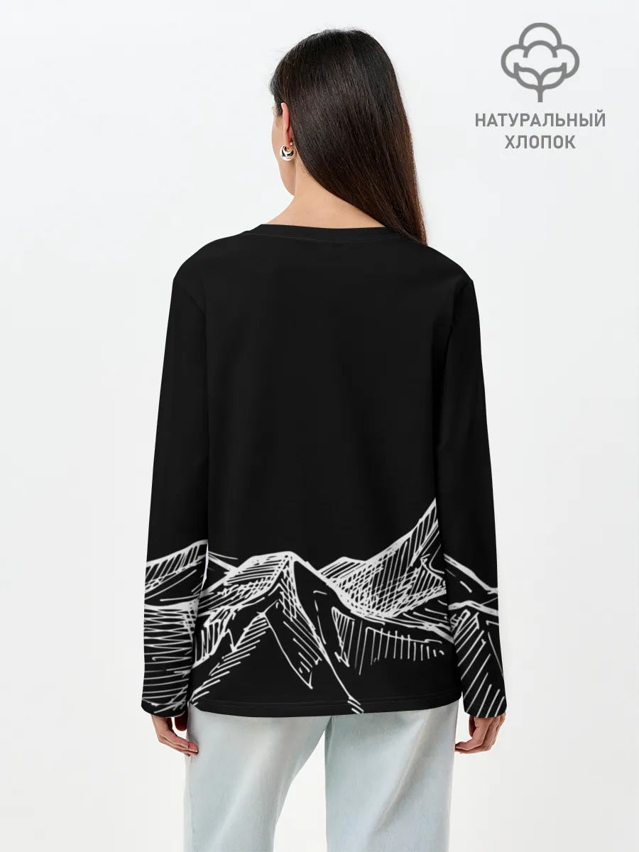 Лонгслив женский. Хлопок / Горы