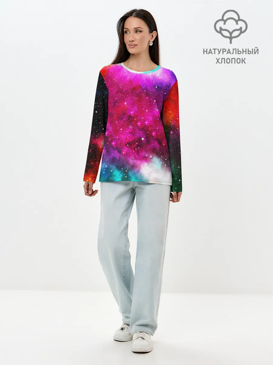 Лонгслив женский. Хлопок / Туманность