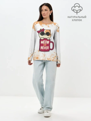 Лонгслив женский. Хлопок / МИЛЫЙ КОТЕНОК | CUTE KITTEN