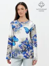 Лонгслив женский. Хлопок / Butterfly | Blue White