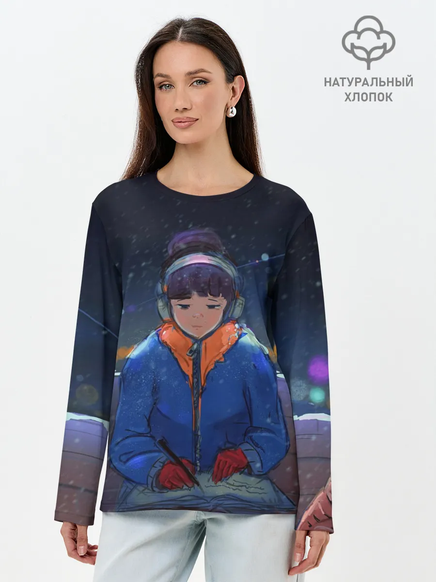 Лонгслив женский. Хлопок / Зима