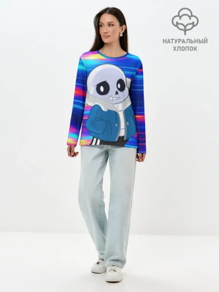 Лонгслив женский. Хлопок / Sans undertale | Санс