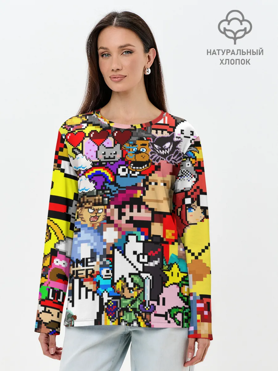 Лонгслив женский. Хлопок / Pixel