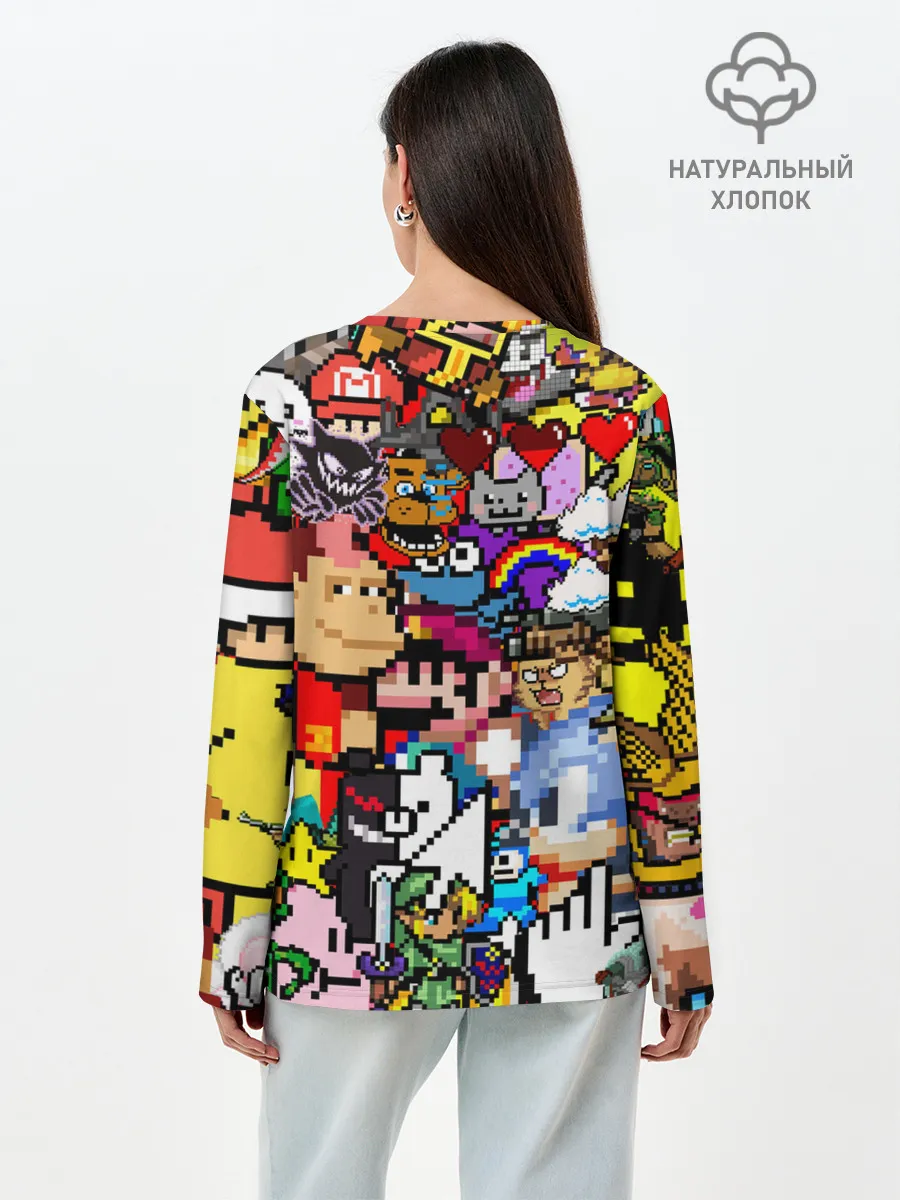 Лонгслив женский. Хлопок / Pixel