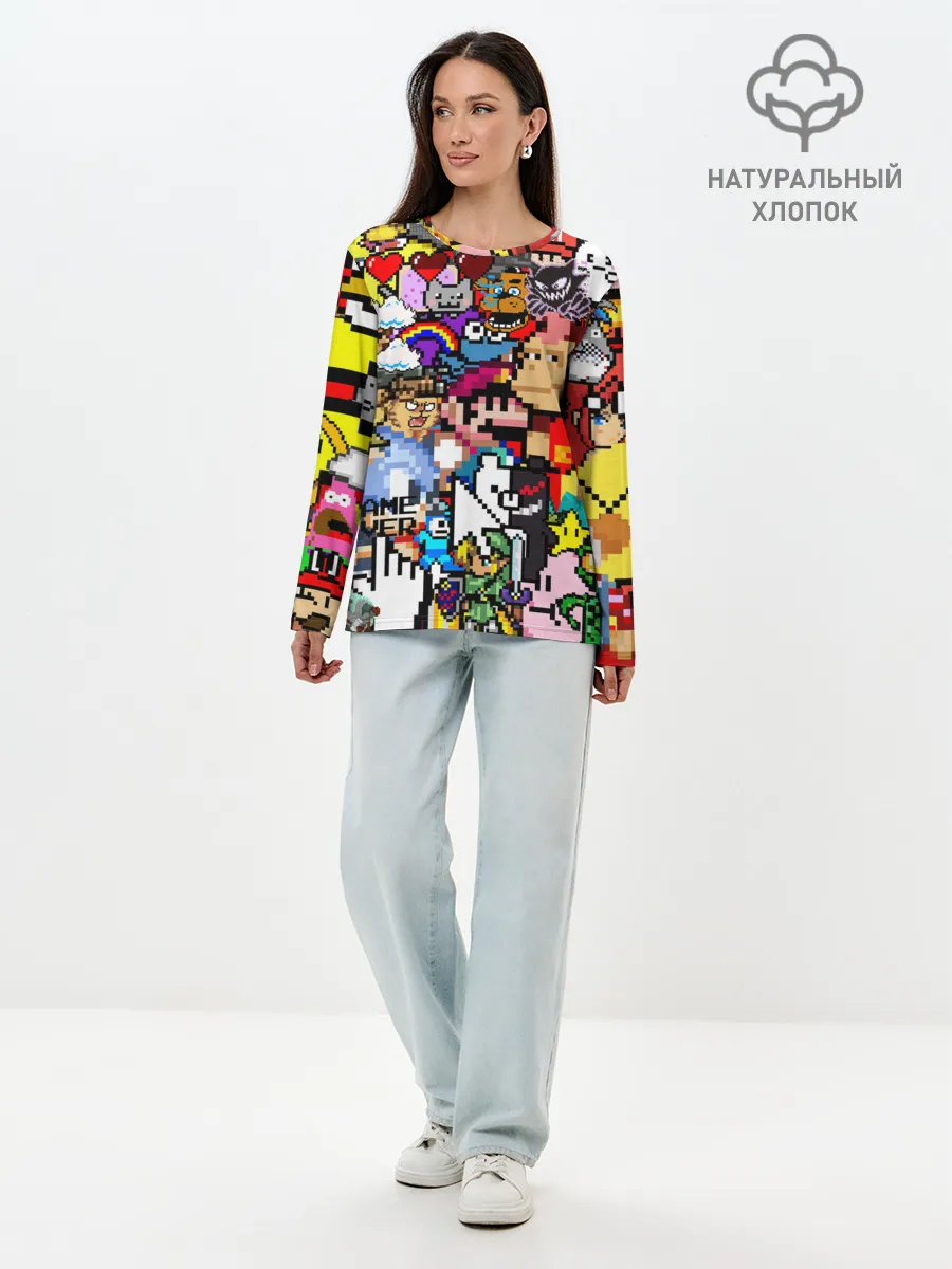 Лонгслив женский. Хлопок / Pixel