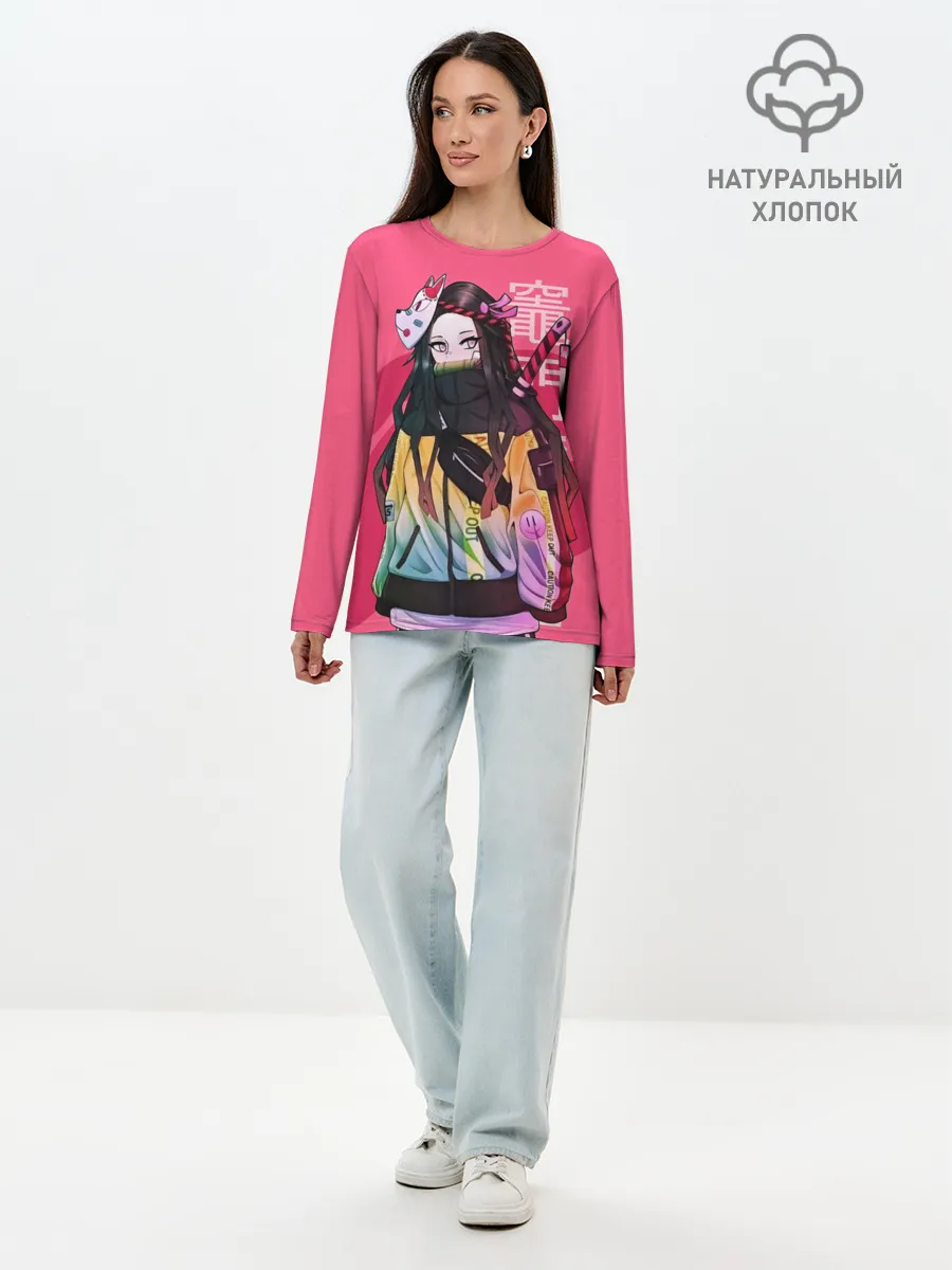 Лонгслив женский. Хлопок / Нэдзуко Камадо