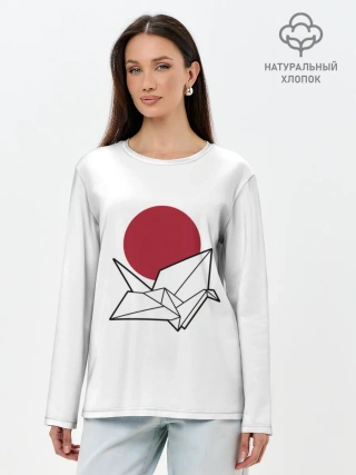 Лонгслив женский. Хлопок / БУМАЖНЫЙ ЖУРАВЛЬ | PAPER CRANE