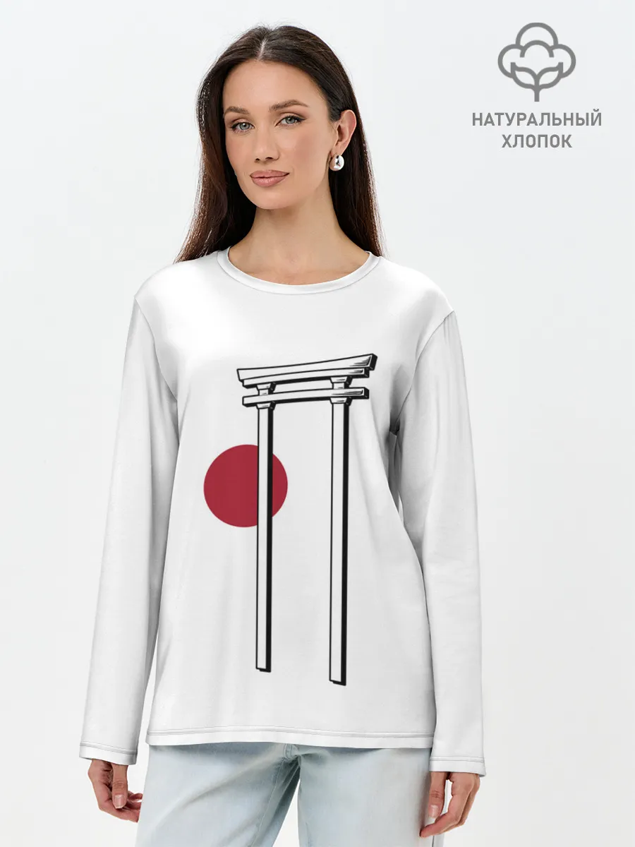 Лонгслив женский. Хлопок / Япония Тории | Torii in Japan