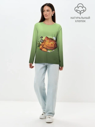 Лонгслив женский. Хлопок / Catbus Studio Ghibli Котобус