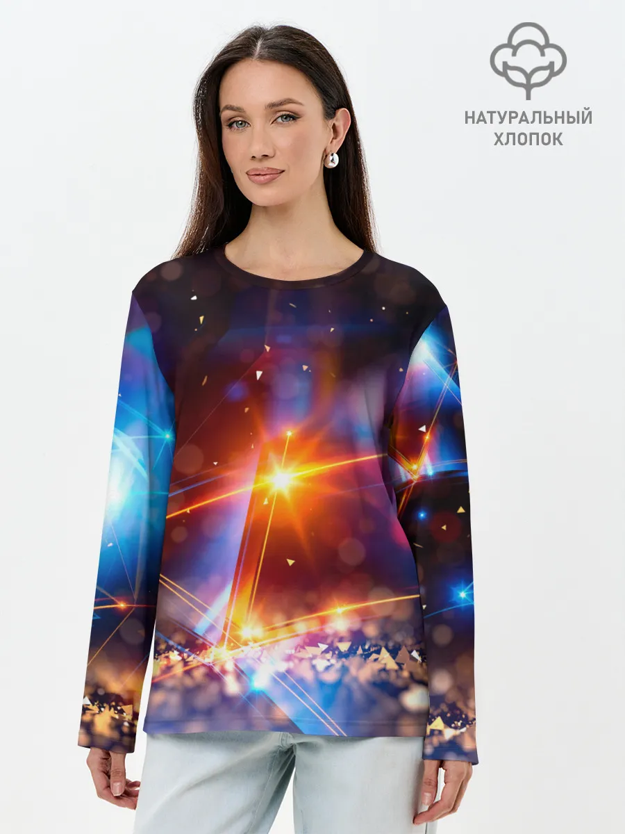 Лонгслив женский. Хлопок / geometry light