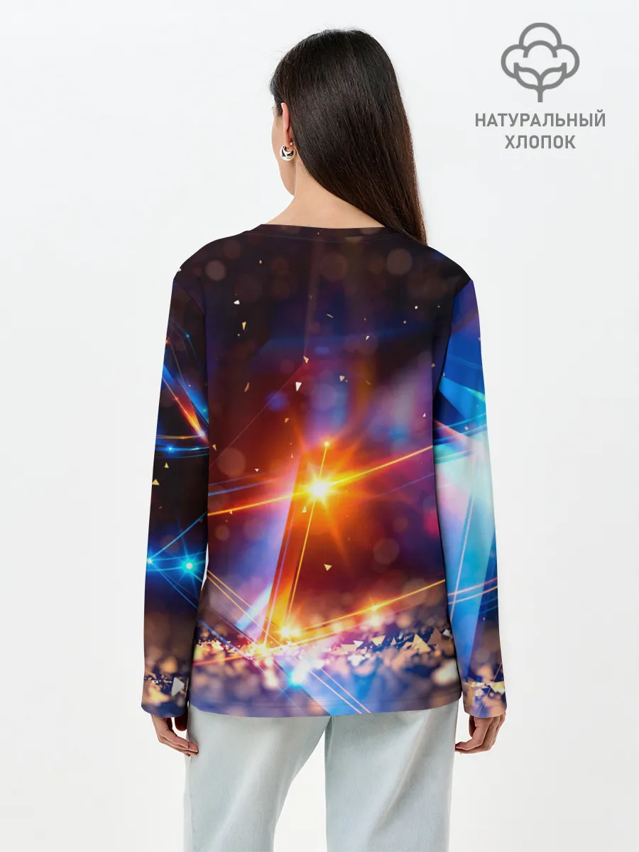 Лонгслив женский. Хлопок / geometry light