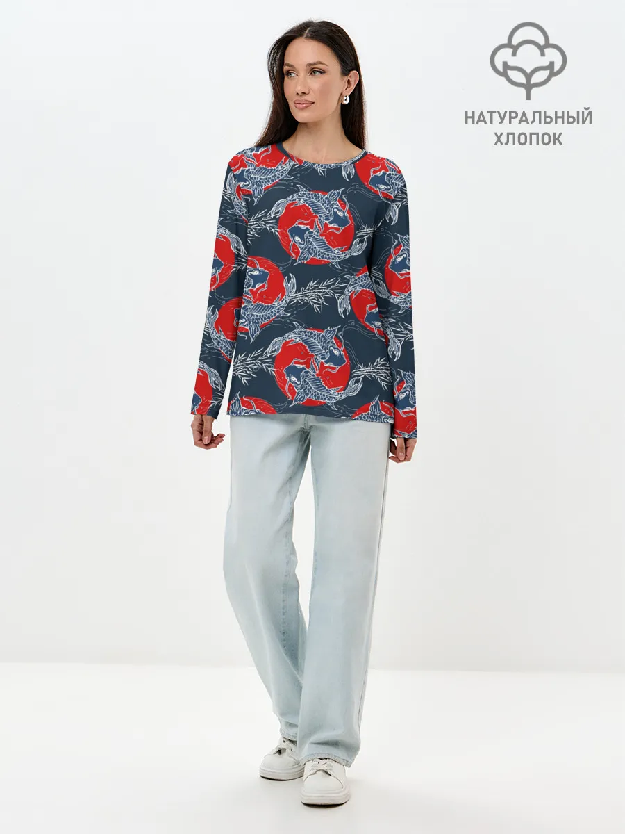 Лонгслив женский. Хлопок / Japanese carp