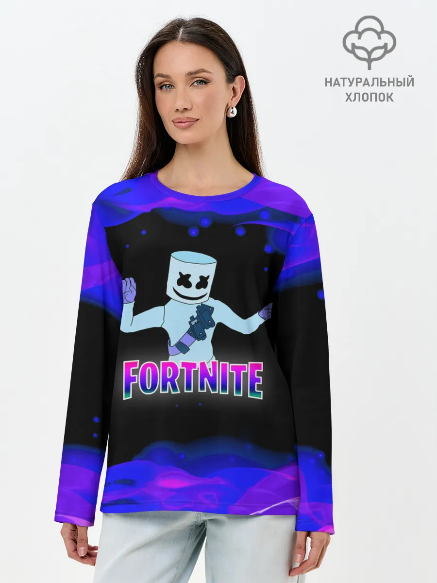 Лонгслив женский. Хлопок / Fortnite Marshmallow